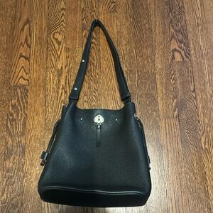 Kate Spade black leather bucket bag
